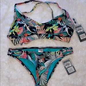 Eidon Hot Tropics Floral Two-Piece Swimset - D cup top , X-small bottoms